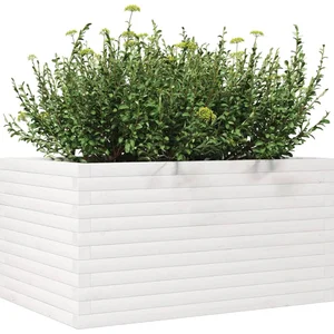 vidaXL Jardinière blanc 90x60x45,5 cm bois de pin massif pas cher