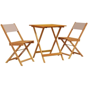 vidaXL Ensemble de bistro 3 pcs taupe tissu et bois massif pas cher