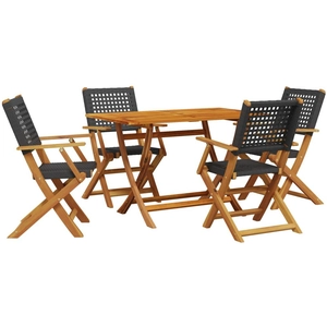 vidaXL Ensemble à manger de jardin 5 pcs résine tressée et bois massif pas cher