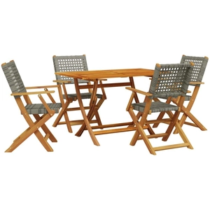 vidaXL Ensemble à manger de jardin 5 pcs résine tressée et bois massif pas cher
