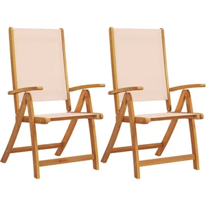 vidaXL Chaises pliables de jardin lot de 2 bois d'acacia et textilène pas cher
