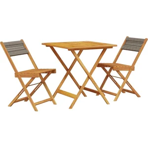 vidaXL Ensemble de bistro 3 pcs gris polypropylène et bois massif pas cher