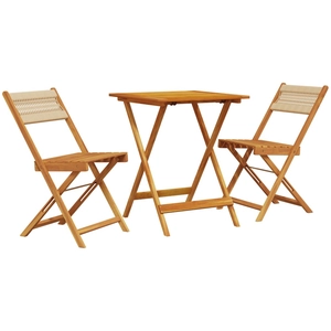 vidaXL Ensemble de bistro 3 pcs beige polypropylène et bois massif pas cher