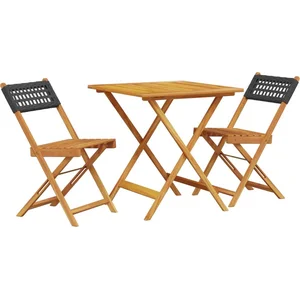 vidaXL Ensemble de bistro 3 pcs noir résine tressée et bois massif pas cher