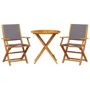 vidaXL Ensemble de bistro 3 pcs anthracite tissu et bois massif pas cher