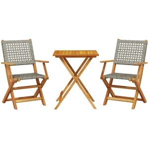 vidaXL Ensemble de bistro 3 pcs gris résine tressée et bois massif pas cher