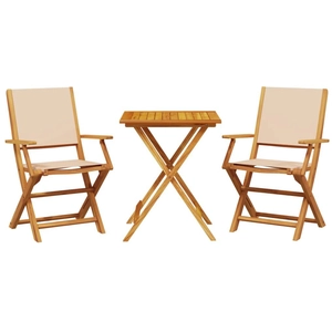 vidaXL Ensemble de bistro 3 pcs beige tissu et bois massif pas cher