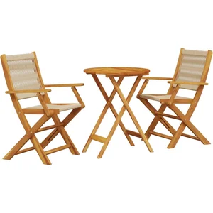 vidaXL Ensemble de bistro 3 pcs beige polypropylène et bois massif pas cher