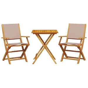 vidaXL Ensemble de bistro 3 pcs taupe tissu et bois massif pas cher