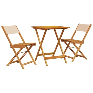 vidaXL Ensemble de bistro 3 pcs beige tissu et bois massif pas cher