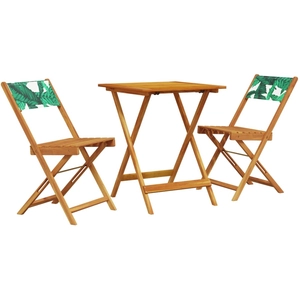 vidaXL Ensemble de bistro 3 pcs motif de feuilles tissu et bois massif pas cher