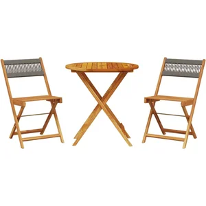 vidaXL Ensemble de bistro 3 pcs gris polypropylène et bois massif pas cher