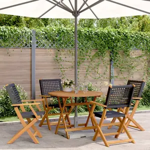 vidaXL Ensemble à manger de jardin 5 pcs résine tressée et bois massif pas cher
