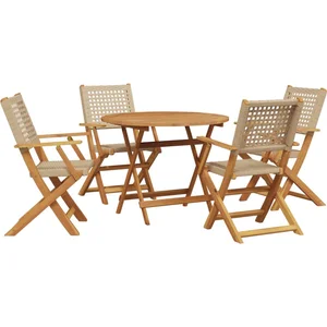 vidaXL Ensemble à manger de jardin 5 pcs résine tressée et bois massif pas cher