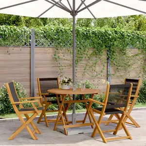 vidaXL Ensemble à manger de jardin 5pcs noir polypropylène bois massif pas cher