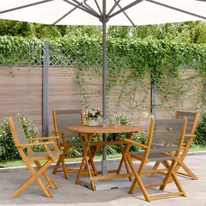 vidaXL Ensemble à manger de jardin 5pcs gris polypropylène bois massif pas cher