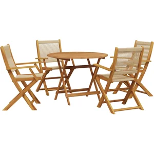 vidaXL Ensemble à manger de jardin 5pcs beige polypropylène et bois pas cher