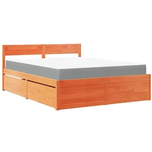 Comparateur de prix : vidaXL Lit avec tiroirs/matelas cire marron 160x200 cm bois massif pin