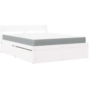 Comparateur de prix : vidaXL Lit avec tiroirs et matelas blanc 160x200 cm bois massif de pin