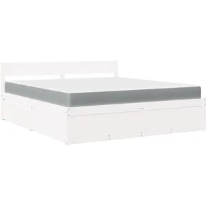 Comparateur de prix : vidaXL Lit avec tiroirs et matelas blanc 180x200 cm bois massif de pin