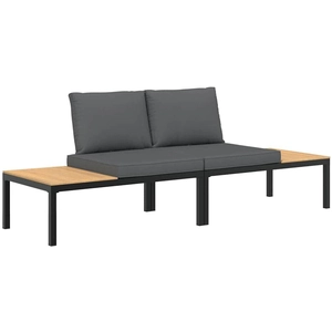 vidaXL Salon de jardin 2 pcs avec coussins noir aluminium pas cher