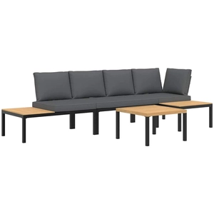 vidaXL Salon de jardin 4 pcs avec coussins noir aluminium pas cher