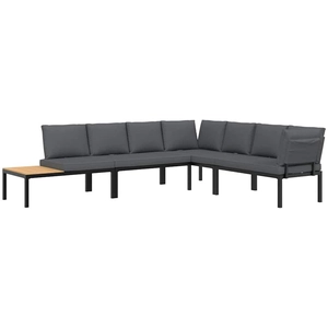 vidaXL Salon de jardin 4 pcs avec coussins noir aluminium pas cher