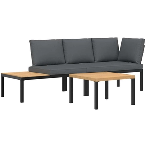 vidaXL Salon de jardin 3 pcs avec coussins noir aluminium pas cher