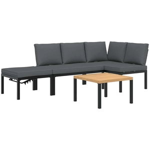 vidaXL Salon de jardin 4 pcs avec coussins noir aluminium pas cher