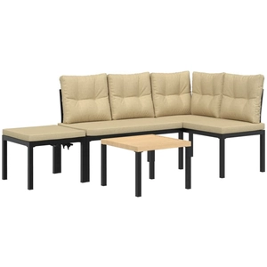 vidaXL Ensemble de banc de jardin avec coussins 4 pcs noir pas cher