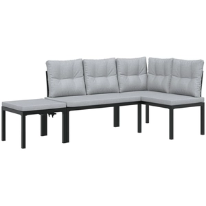vidaXL Ensemble de banc de jardin avec coussins 3 pcs noir pas cher