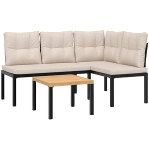 vidaXL Ensemble de banc de jardin avec coussins 3 pcs noir pas cher