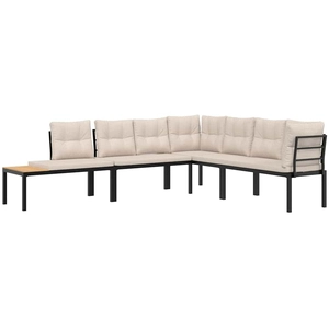 vidaXL Ensemble de banc de jardin avec coussins 4 pcs noir pas cher