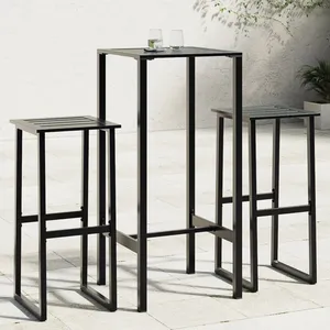 vidaXL Ensemble de bar de jardin 3 pcs noir acier enduit de poudre pas cher