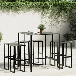 vidaXL Ensemble de bar de jardin 7 pcs noir acier enduit de poudre pas cher