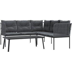 vidaXL Ensemble de canapés de jardin et coussins noir acier textilène pas cher