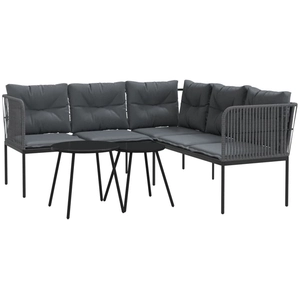 vidaXL Ensemble de canapés de jardin et coussins noir acier textilène pas cher