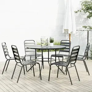 vidaXL Ensemble de chaises de jardin empilables 7 pcs anthracite pas cher
