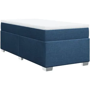 vidaXL Sommier à lattes de lit avec matelas Bleu 90x190 cm Tissu pas cher
