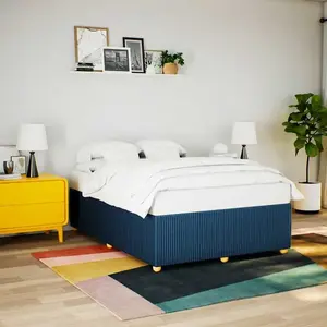 vidaXL Vidaxl Cadre De Lit Sans Matelas Bleu 140x190 Cm Tissu pas cher