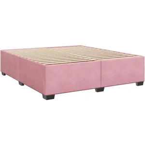 vidaXL Vidaxl Cadre De Lit Sans Matelas Rose 200x200 Cm Velours pas cher