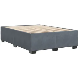 vidaXL Cadre de lit Gris foncé 140x190 cm Velours pas cher