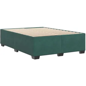 vidaXL Cadre de lit sans matelas vert foncé 140x190 cm velours 3284634 pas cher