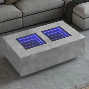 vidaXL Table basse avec LED infini gris béton 116x69x40 cm pas cher