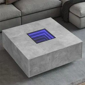 vidaXL Table basse avec LED infini gris béton 100x100x40 cm pas cher