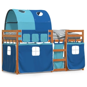 Comparateur de prix : vidaXL Lit superposé avec rideaux bleu 90x190 cm bois pin massif