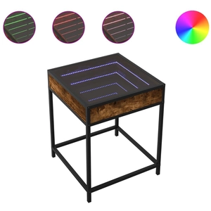 vidaXL Table de chevet avec LED infini chêne fumé 40x40x51 cm pas cher