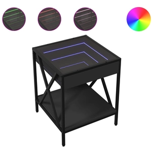 vidaXL Table de chevet avec LED infini noir 40x40x49 cm