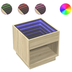 vidaXL Table de chevet avec LED infini chêne sonoma 50x50x50 cm pas cher
