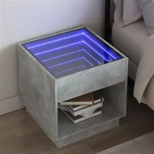 Comparateur de prix : vidaXL Table de chevet avec LED infini gris béton 50x50x50 cm